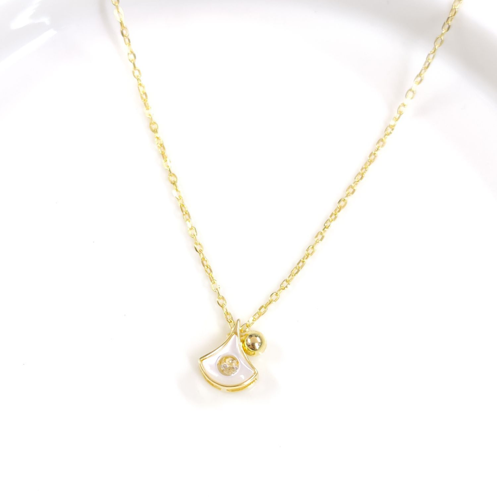 İTHAL SEDEF 10 MM İÇİ TAŞ DETAY GÜMÜŞ KOLYE