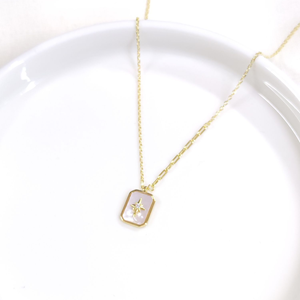 İTHAL SEDEF 10x13 MM KUTUP YILDIZI GÜMÜŞ KOLYE