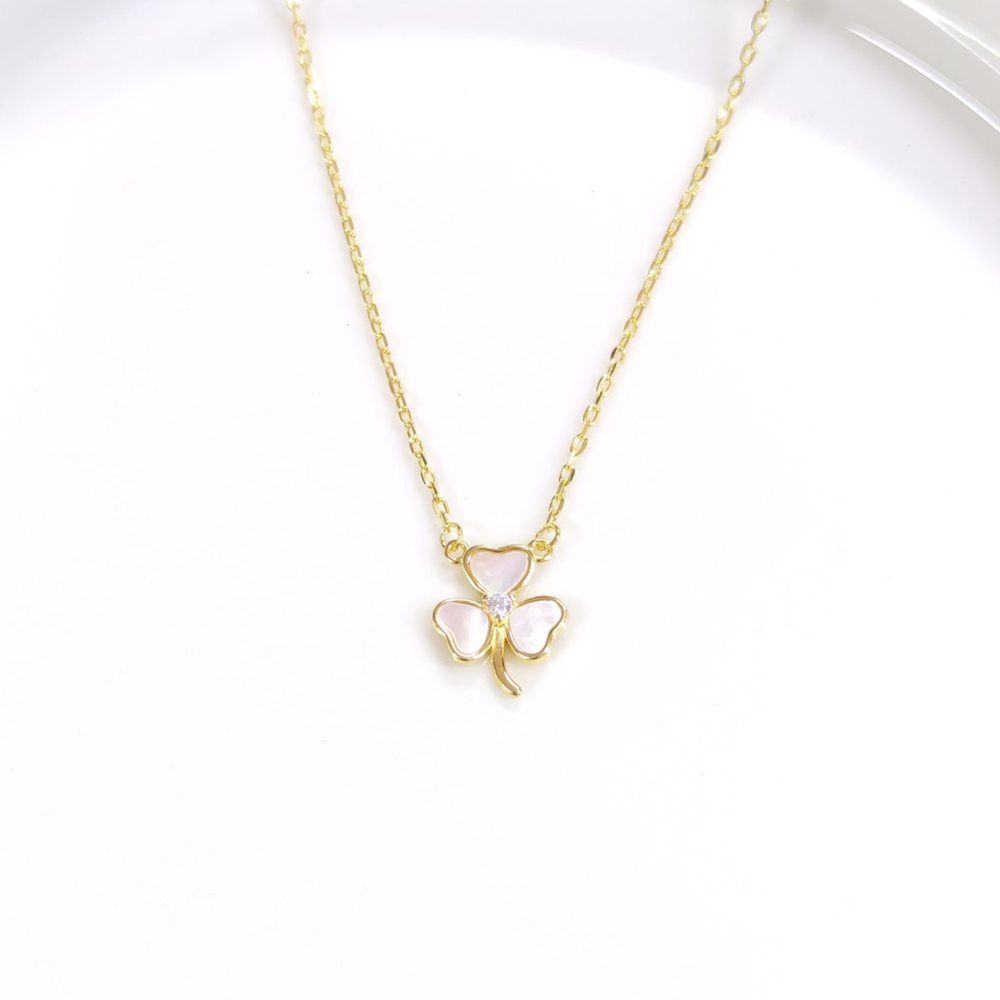 İTHAL SEDEF 10 MM YONCA GÜMÜŞ KOLYE - ALTIN SARI