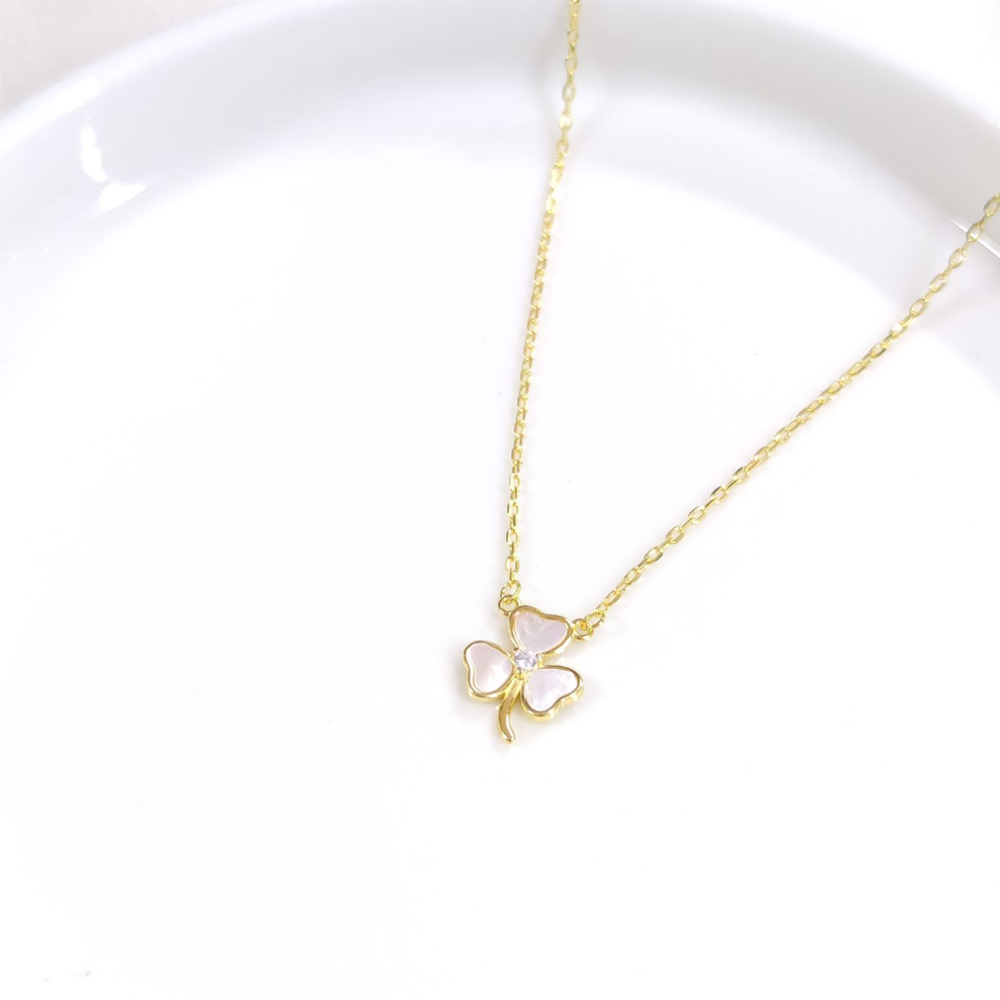 İTHAL SEDEF 10 MM YONCA GÜMÜŞ KOLYE - ALTIN SARI