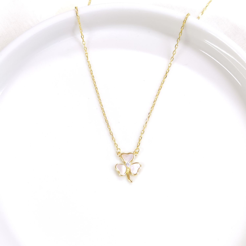 İTHAL SEDEF 10 MM YONCA GÜMÜŞ KOLYE - ALTIN SARI