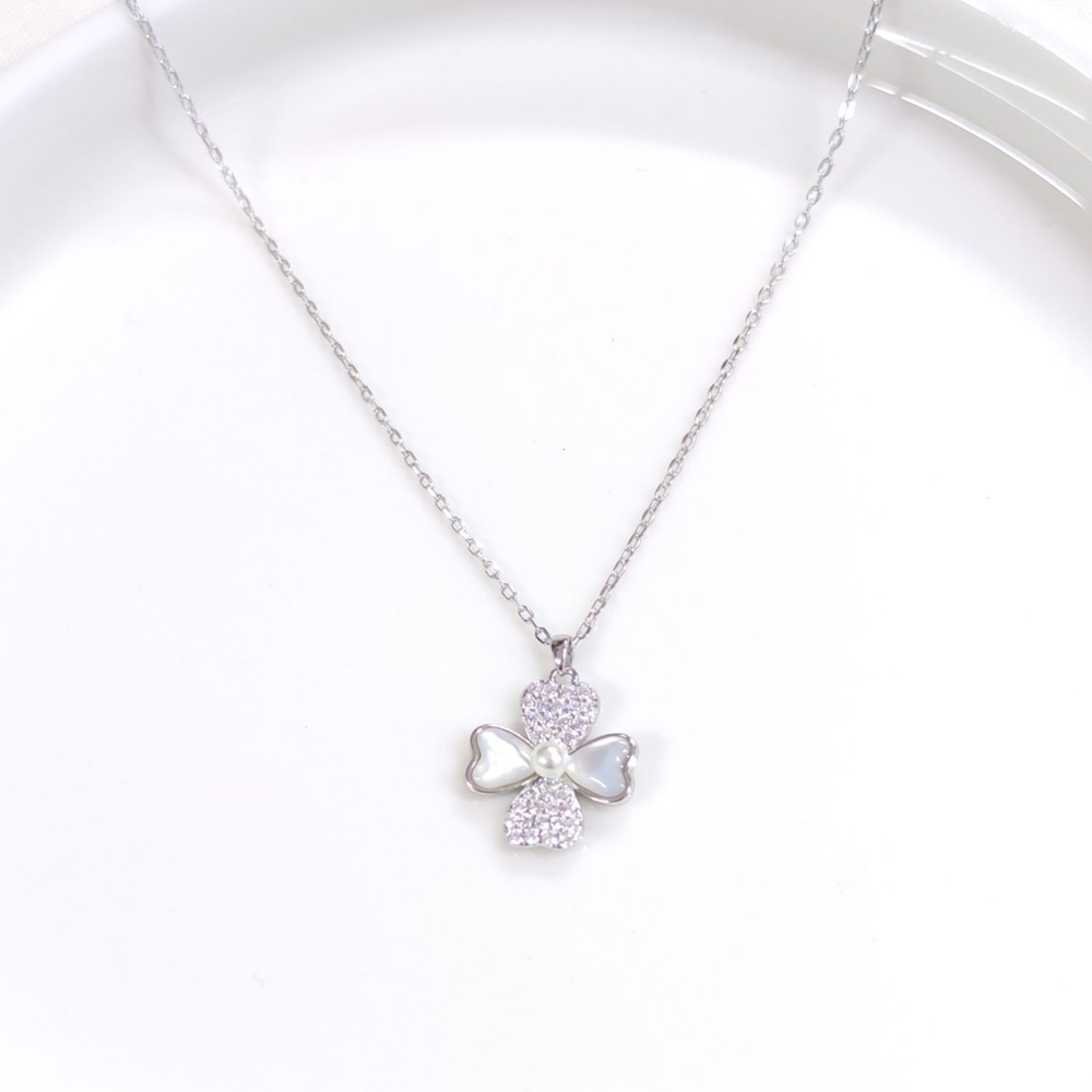 İTHAL TAŞLI SEDEF YONCA GÜMÜŞ KOLYE