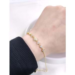 İTHAL TAŞLI KALP GÜMÜŞ BİLEKLİK 16+3 CM