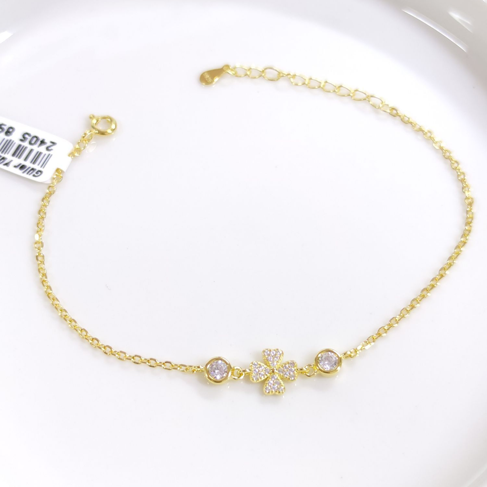 İTHAL TAŞLI YONCA GÜMÜŞ BİLEKLİK 16+3 CM - ALTIN SARI