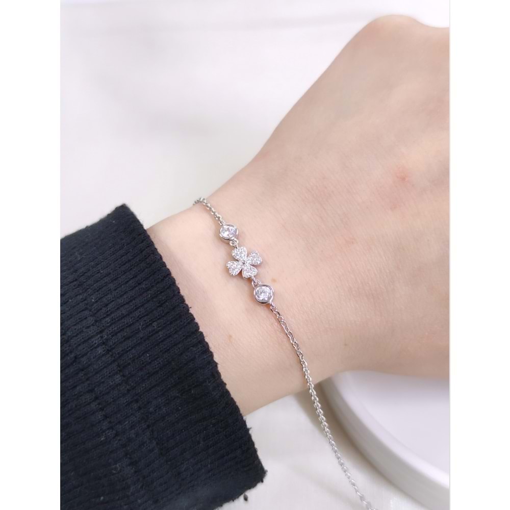 İTHAL TAŞLI YONCA GÜMÜŞ BİLEKLİK 16+3 CM