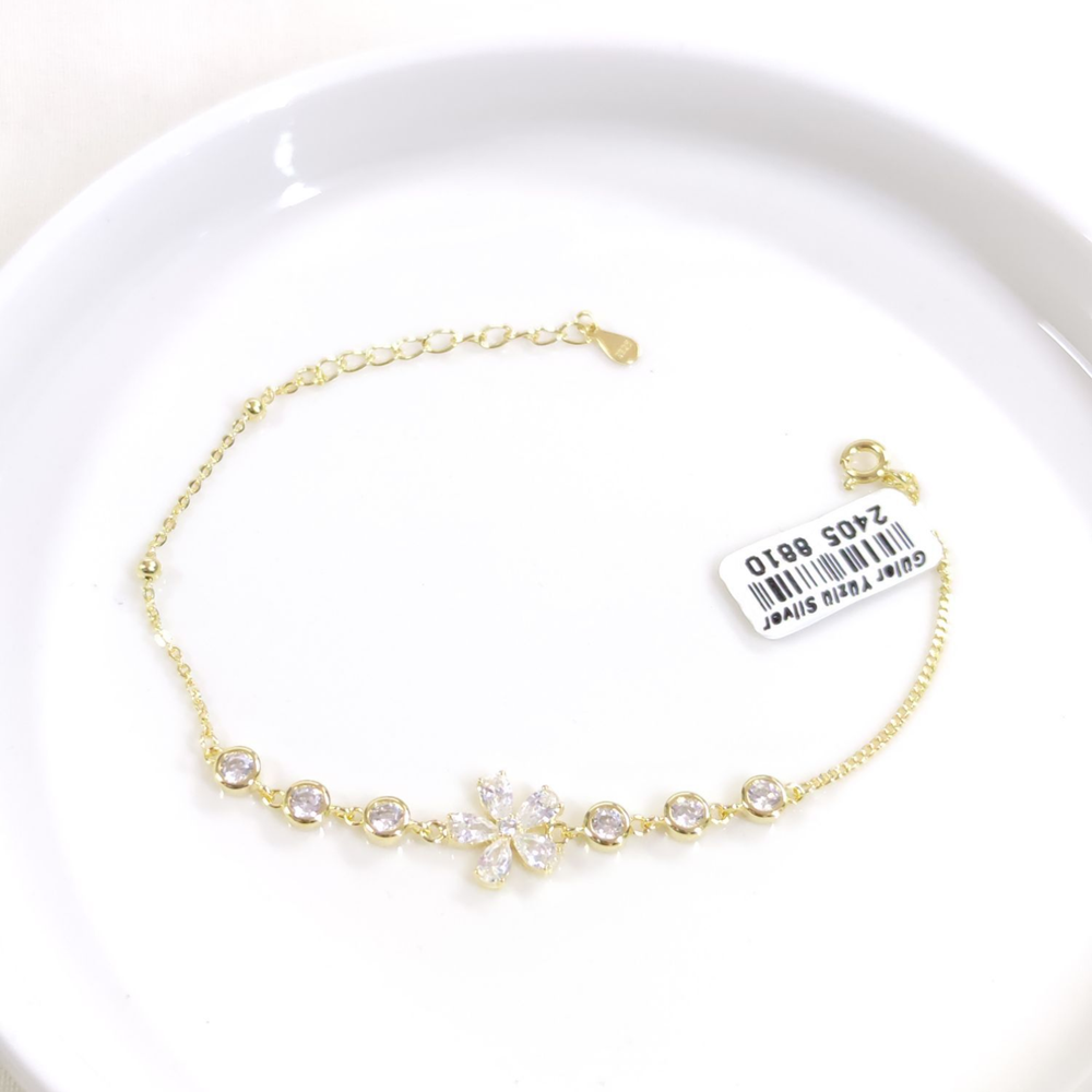 İTHAL TAŞLI ÇİÇEK PAPATYA GÜMÜŞ BİLEKLİK 16+3 CM