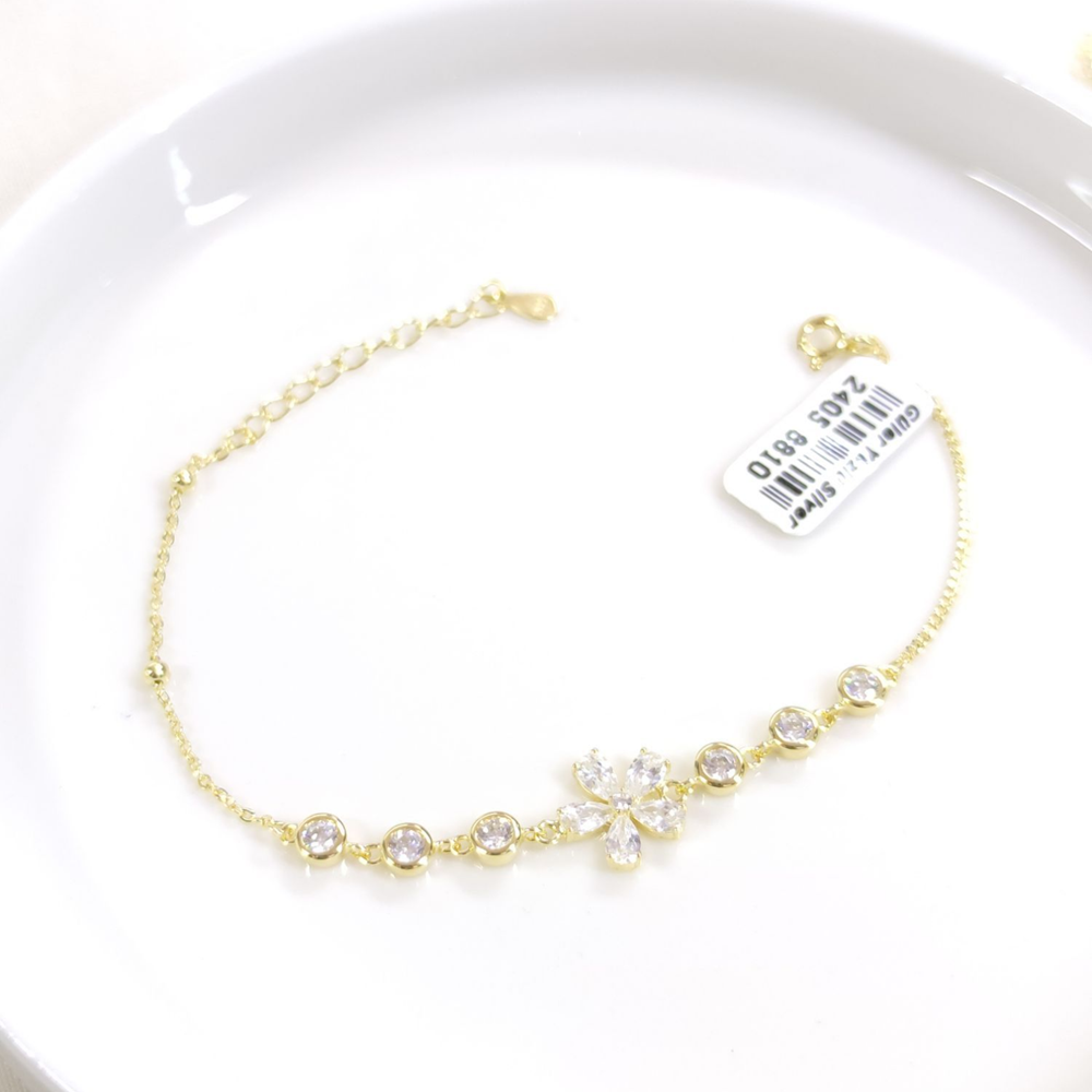 İTHAL TAŞLI ÇİÇEK PAPATYA GÜMÜŞ BİLEKLİK 16+3 CM