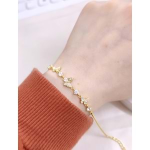 İTHAL TAŞLI SEDEF KELEBEK GÜMÜŞ BİLEKLİK 18+3 CM