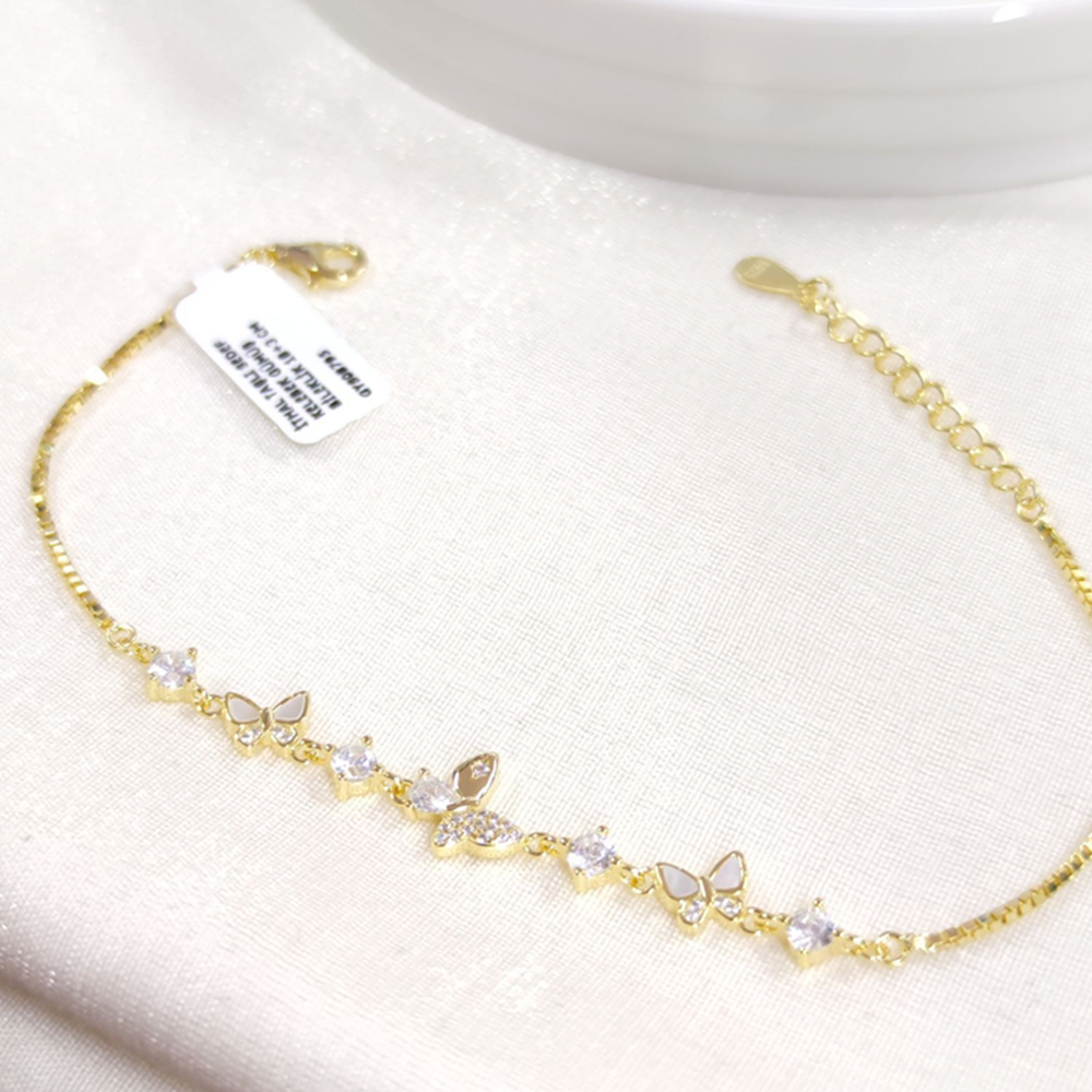 İTHAL TAŞLI SEDEF KELEBEK GÜMÜŞ BİLEKLİK 18+3 CM