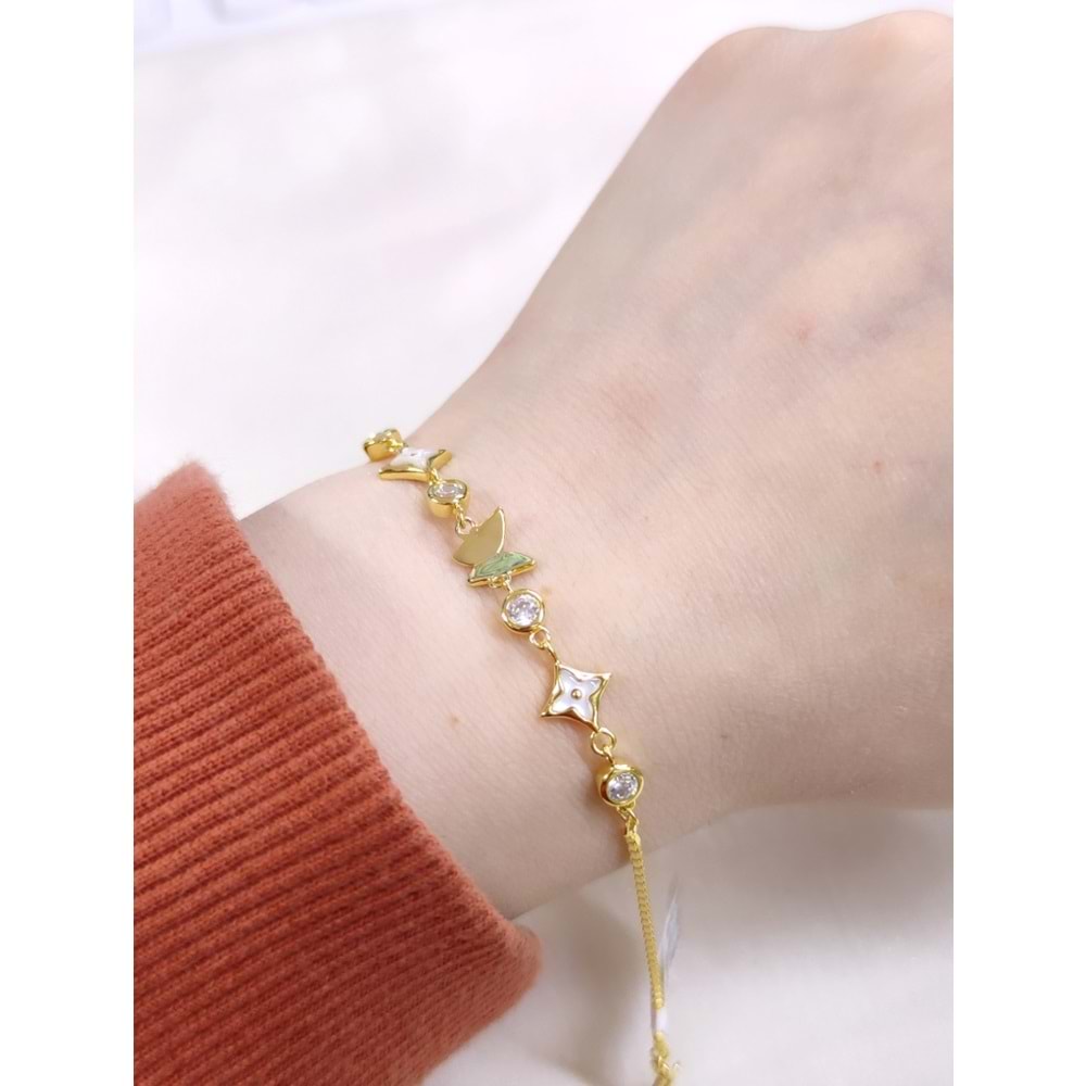 İTHAL SEDEF KELEBEK GÜMÜŞ BİLEKLİK 16+3 CM