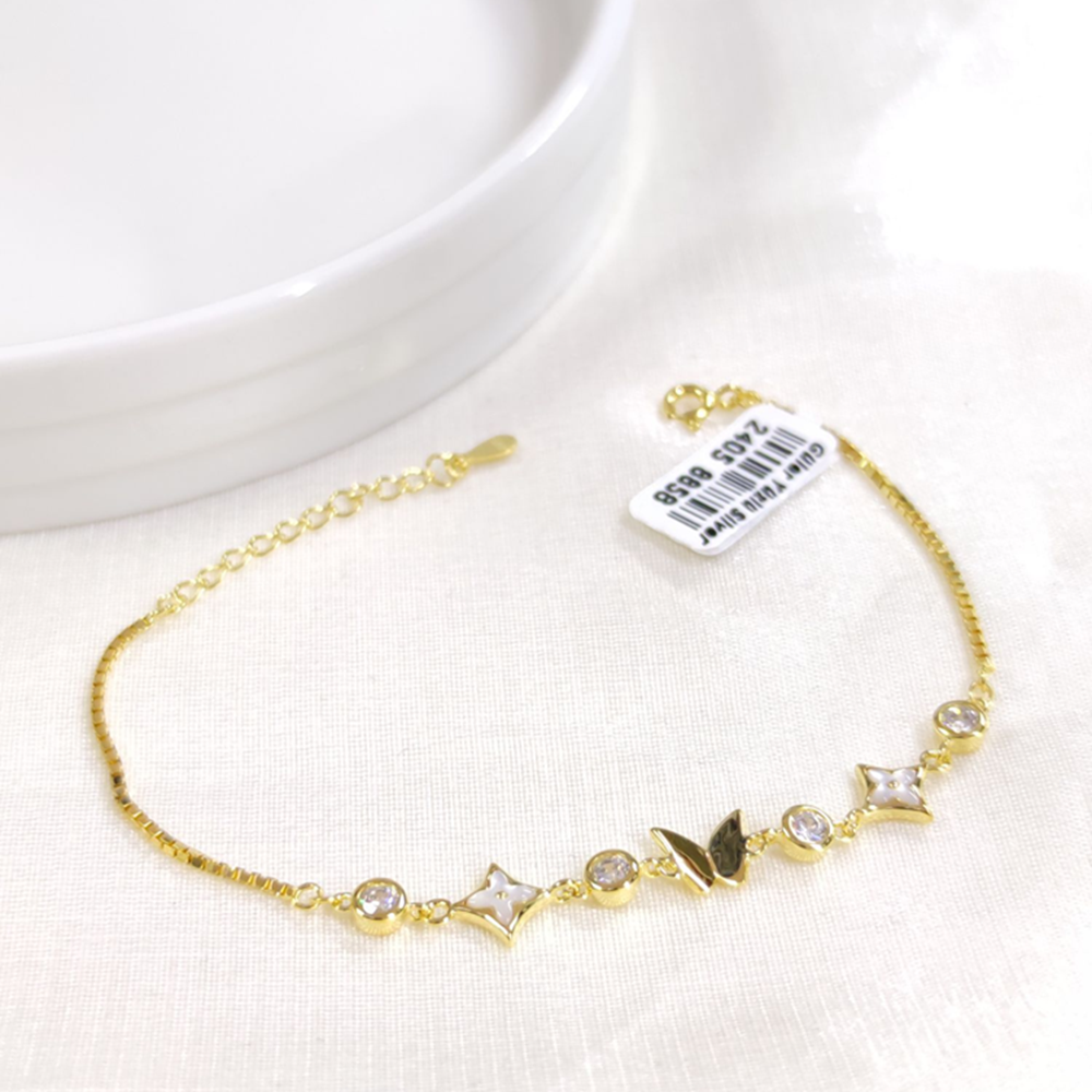 İTHAL SEDEF KELEBEK GÜMÜŞ BİLEKLİK 16+3 CM