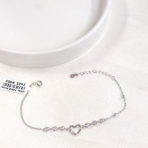 İTHAL TAŞLI KALP GÜMÜŞ BİLEKLİK 16+3 CM