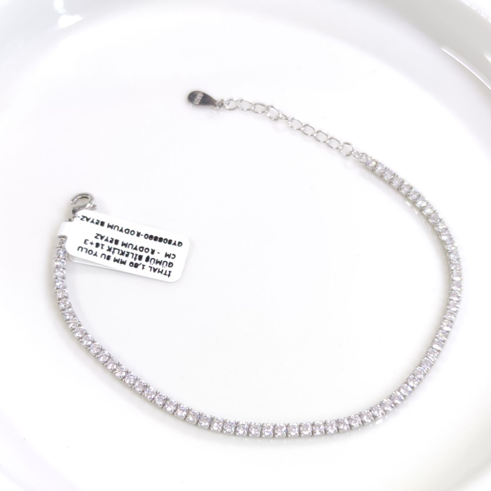 İTHAL 1,80 MM SU YOLU GÜMÜŞ BİLEKLİK 16+3 CM