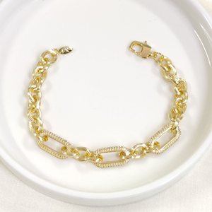 FULLYX TAŞ DETAYLI OVAL BİLEKLİK GOLD