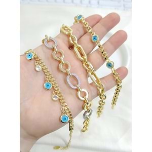 FULLYX TAŞ DETAYLI OVAL BİLEKLİK GOLD