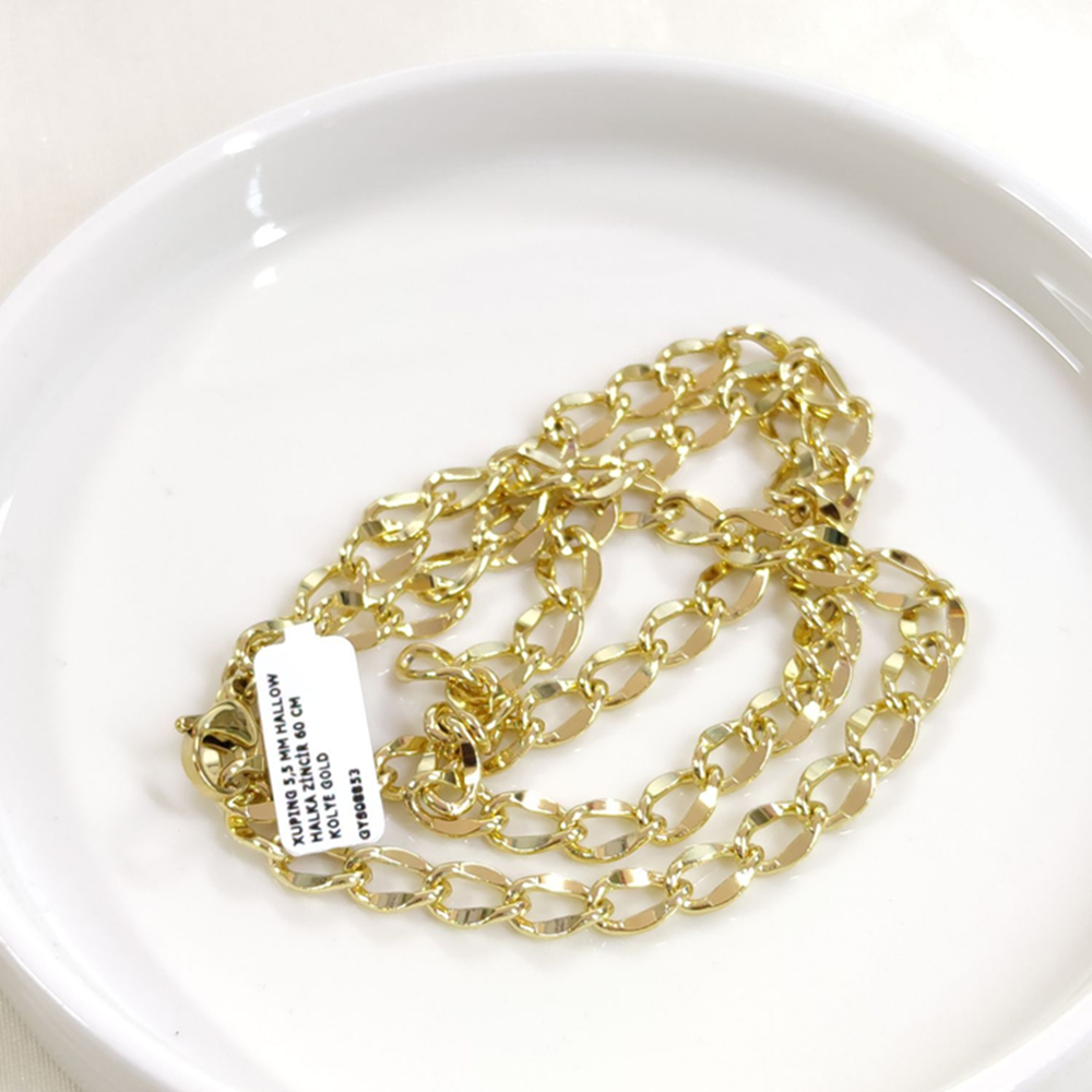 XUPING 5,5 MM HALLOW HALKA ZİNCİR 60 CM KOLYE GOLD