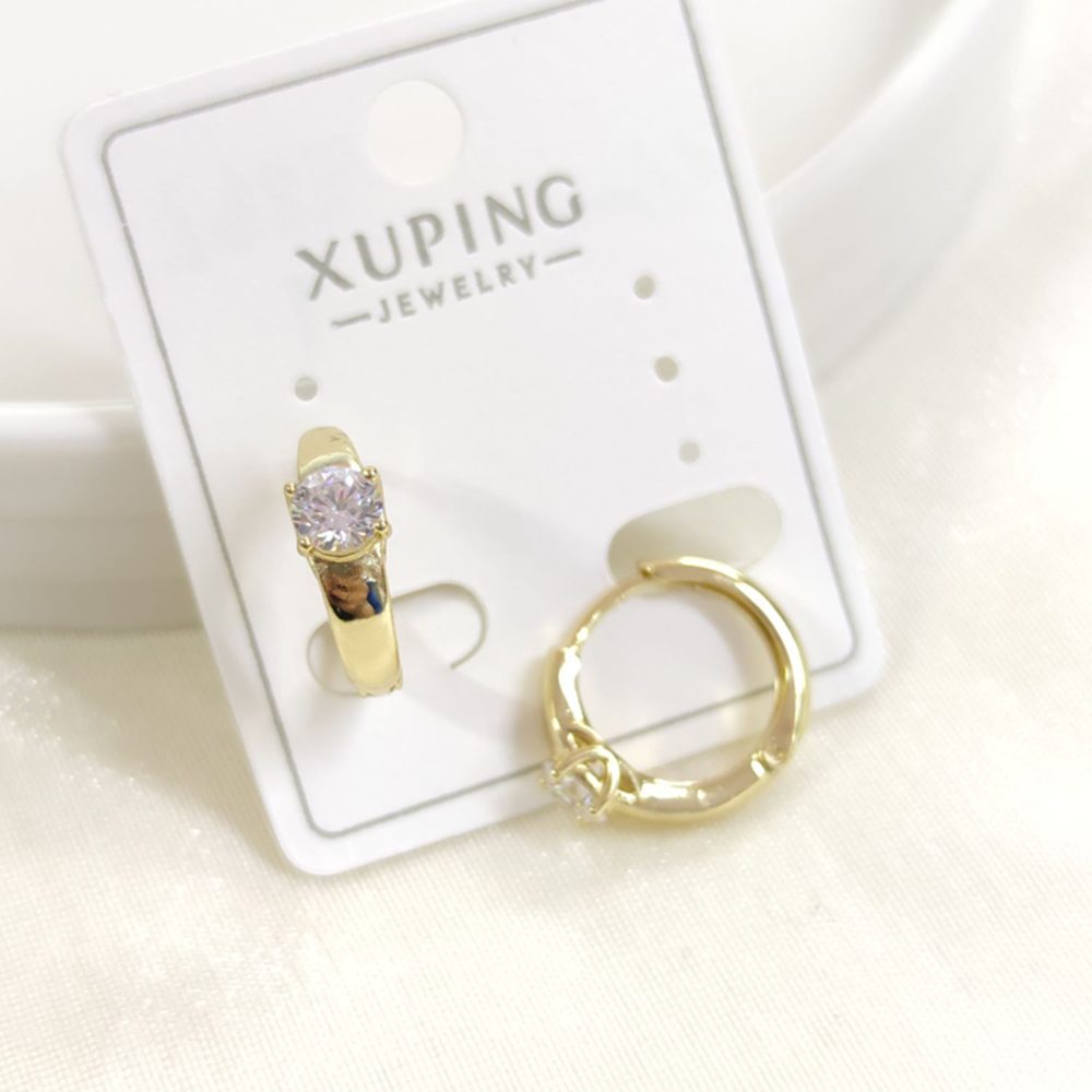 XUPING 12 MM TEK TAŞ HALKA KÜPE GOLD