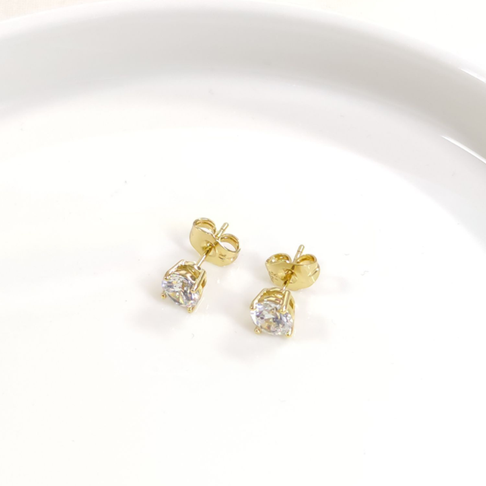 XUPING 6 MM TEK TAŞ ÇİVİ KÜPE - ALTIN SARI