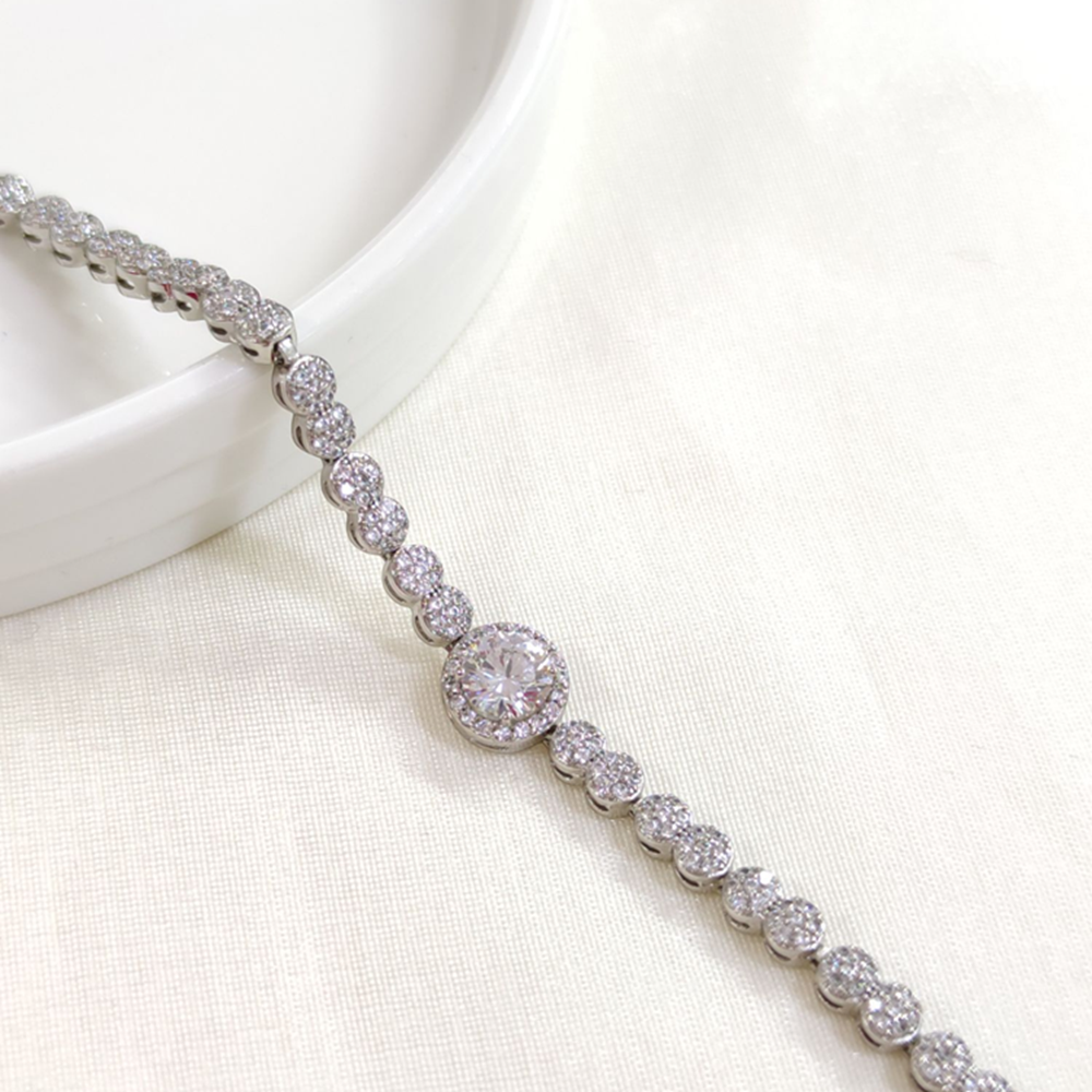 XUPING YUVARLAK TEK TAŞ SU YOLU BİLEKLİK 17+2 CM - BEYAZ