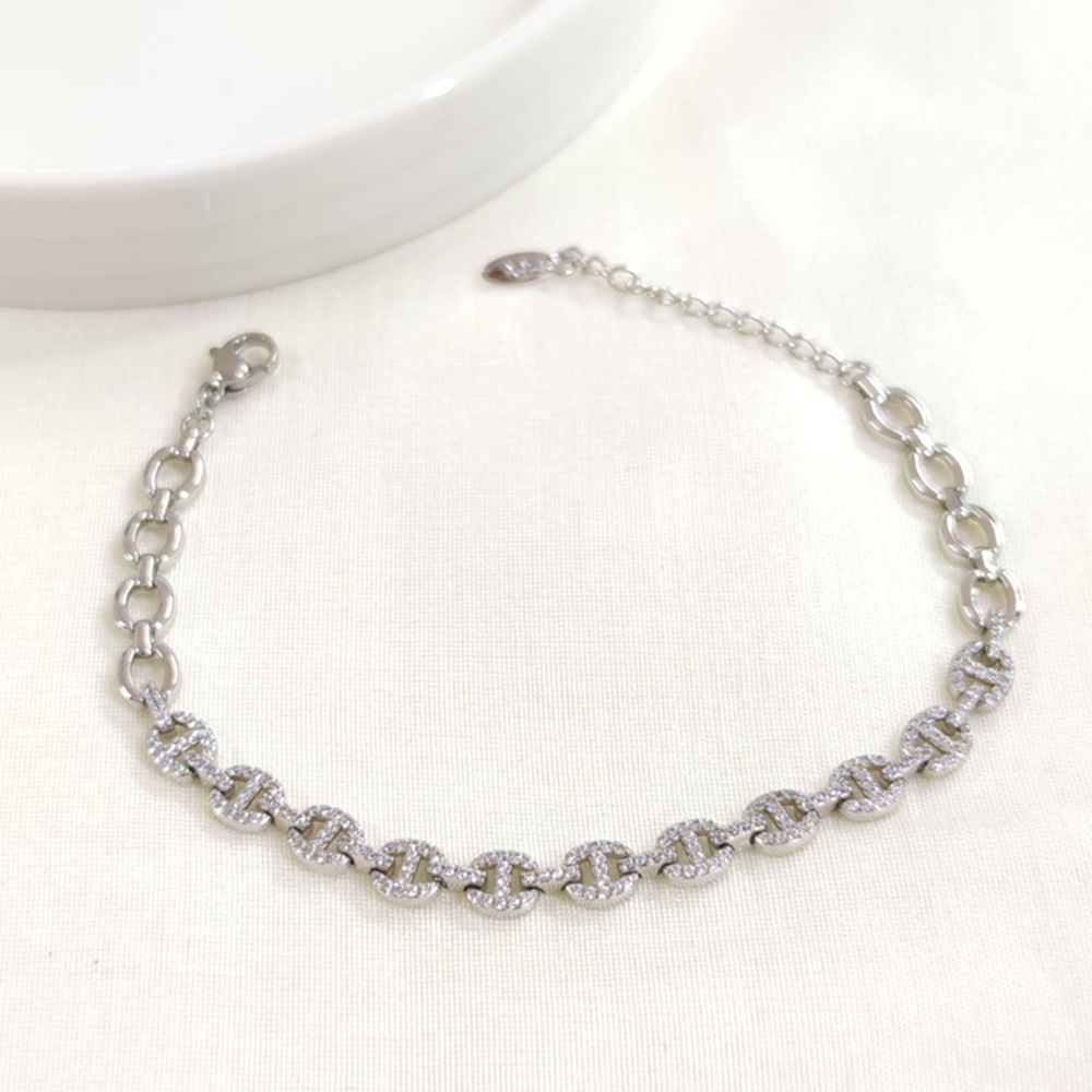 XUPING 5 MM TAŞLI GEMİCİ BİLEKLİK BEYAZ 17+3 CM