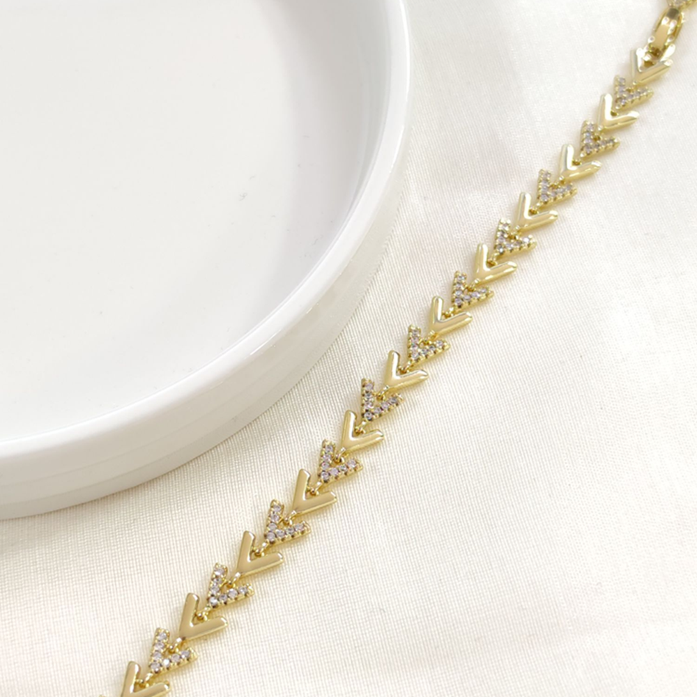 XUPING 7 MM TAŞLI OK BALIK SIRTI BİLEKLİK GOLD 17+3CM