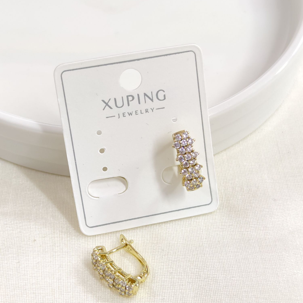 XUPING TAŞLI 8X11 MM J HALKA KÜPE GOLD - ALTIN SARI