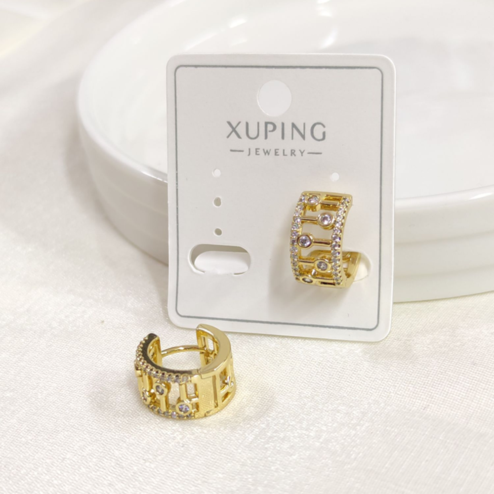 XUPING 12 MM TAŞLI ŞERİT HALKA KÜPE GOLD