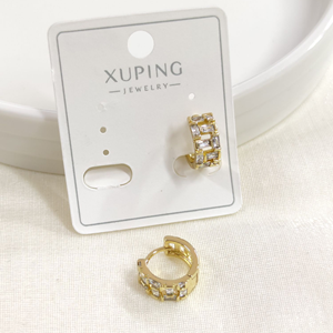 XUPING 10 MM BAGET TAŞLI HALKA KÜPE GOLD