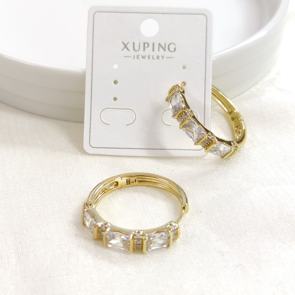 XUPING 25 MM BÜYÜK BAGET TAŞLI HALKA KÜPE GOLD