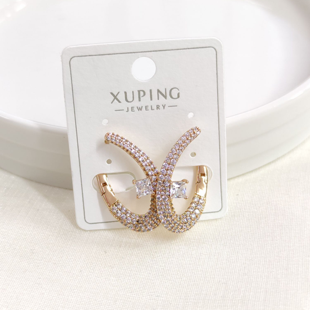 XUPING 25 MM OVAL TAŞLI HALKA KÜPE ROSE