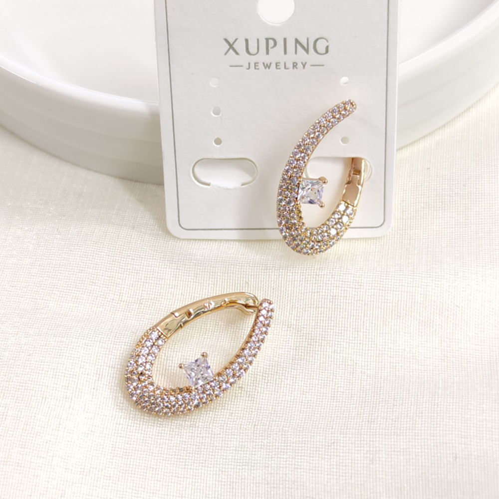 XUPING 25 MM OVAL TAŞLI HALKA KÜPE ROSE