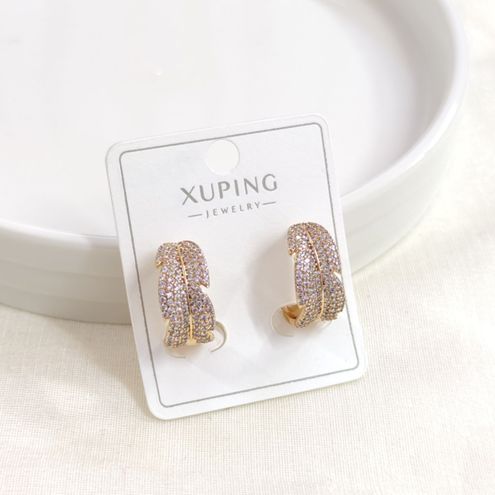 XUPING 15 MM TAŞLI YAPRAK HALKA KÜPE ROSE