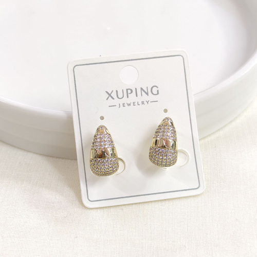 XUPING 10 MM TAŞLI BOMBELİ HALKA KÜPE GOLD