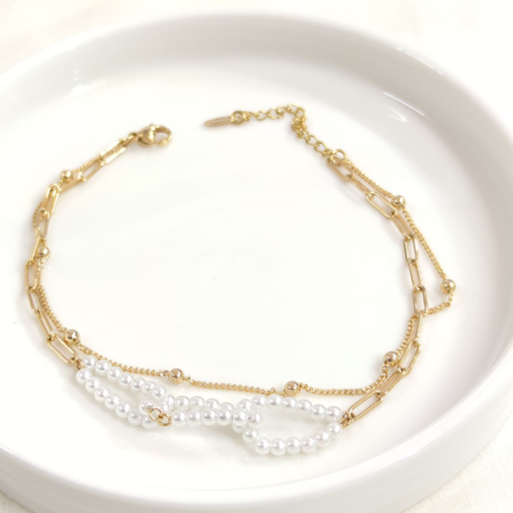 XUPING İNCİLİ İKİLİ HALHAL ROSE 23+4 CM