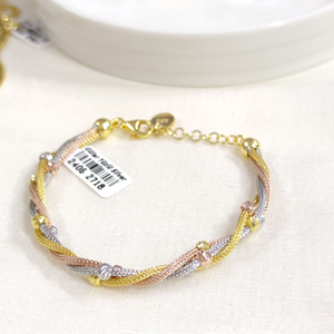 3 RENK 3 ZİNCİRLİ BURGULU DORİCA TOP GÜMÜŞ BİLEKLİK