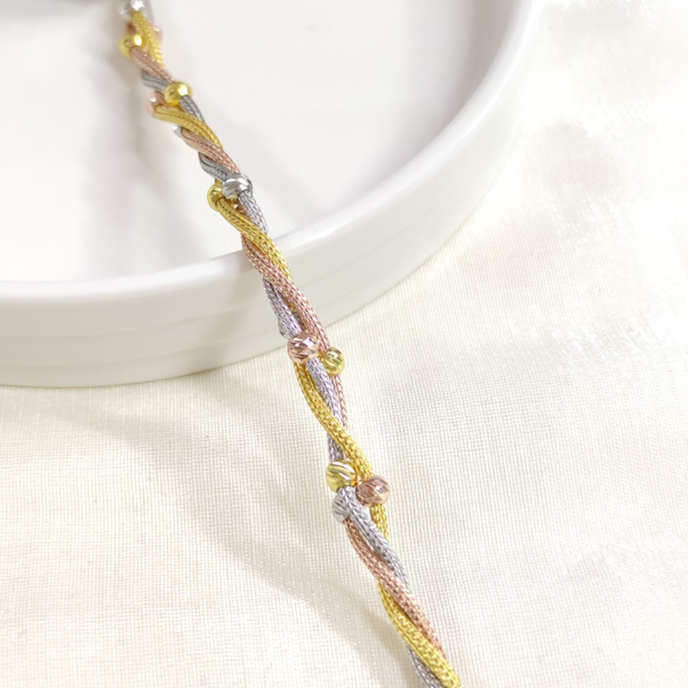 3 RENK 3 ZİNCİRLİ BURGULU DORİCA TOP GÜMÜŞ BİLEKLİK