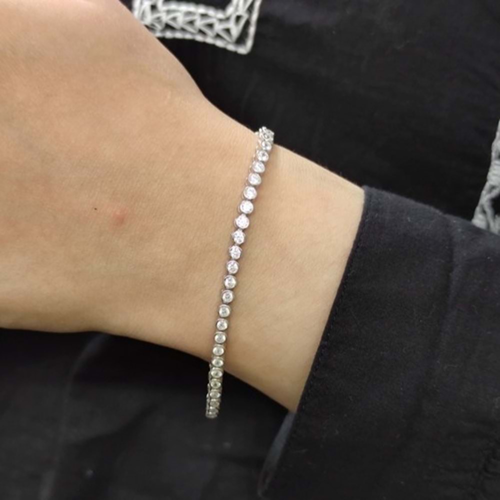 İTHAL 3,5 MM SIVAMA YUVARLAK TAŞ SU YOLU GÜMÜŞ BİLEKLİK