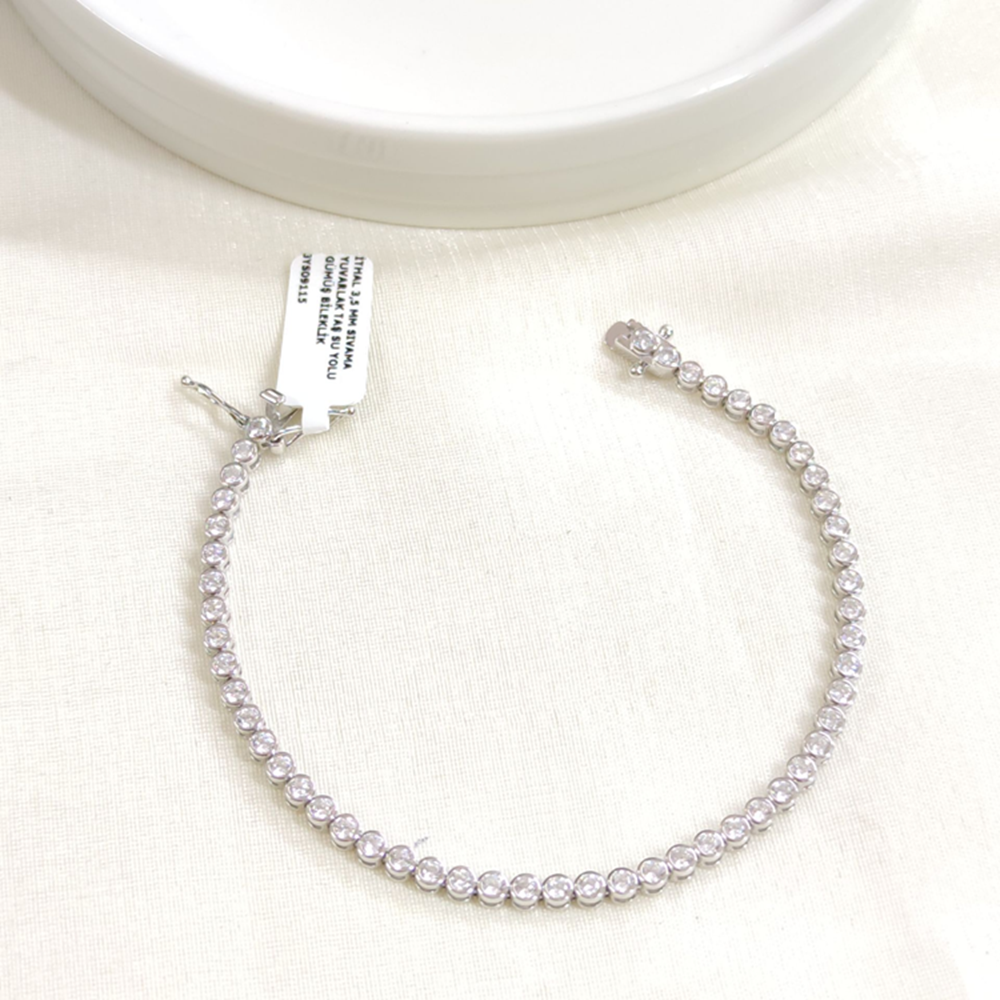 İTHAL 3,5 MM SIVAMA YUVARLAK TAŞ SU YOLU GÜMÜŞ BİLEKLİK