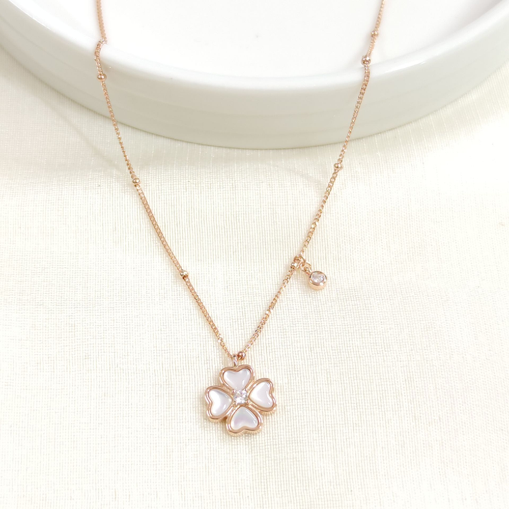 İTHAL SEDEF YONCA GÜMÜŞ KOLYE 40+5CM