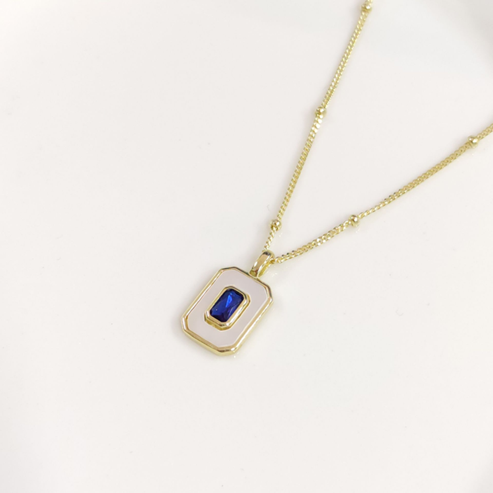 İTHAL SEDEF MAVİ TAŞLI GÜMÜŞ KOLYE 40+5CM