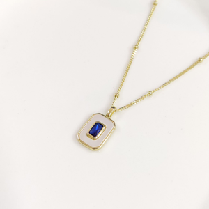 İTHAL SEDEF MAVİ TAŞLI GÜMÜŞ KOLYE 40+5CM