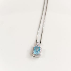 İTHAL MAVİ BAGET GÜMÜŞ KOLYE 40+5CM