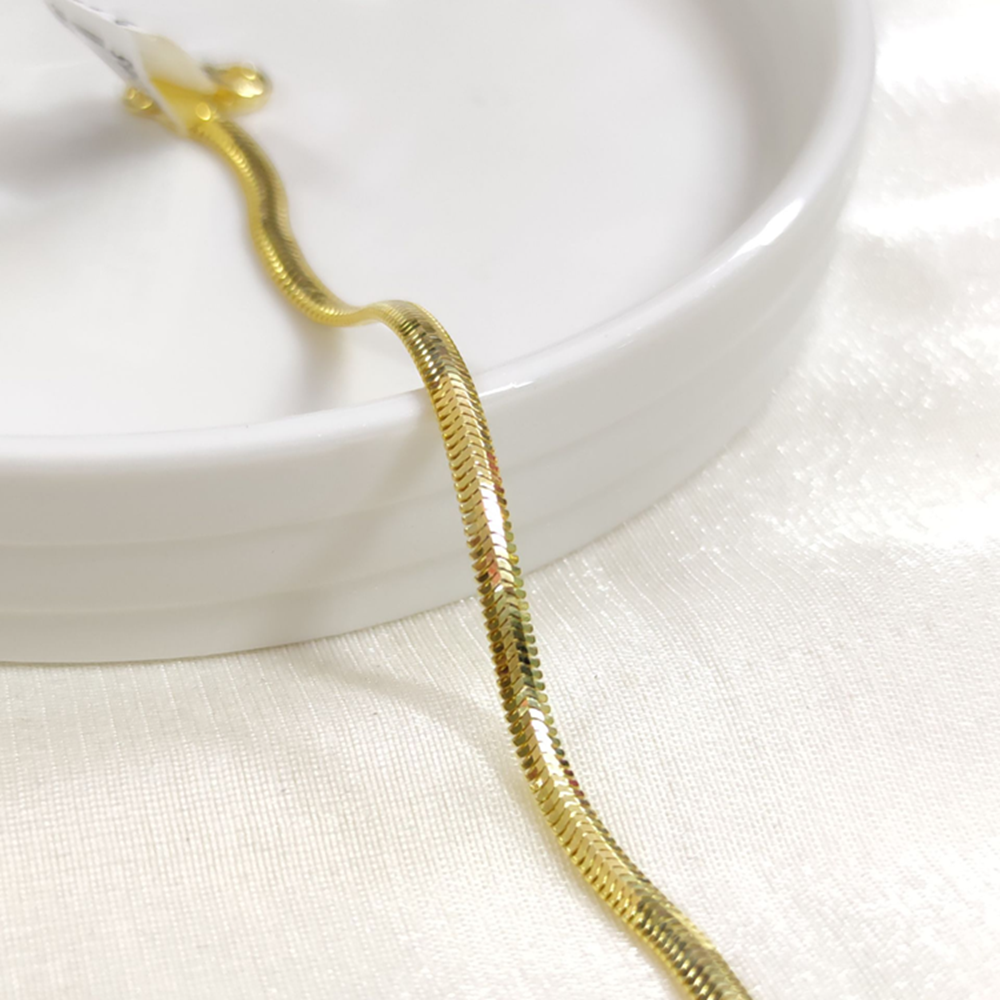 İTHAL 3,5 MM YASSI GÜMÜŞ BİLEKLİK - ALTIN SARI