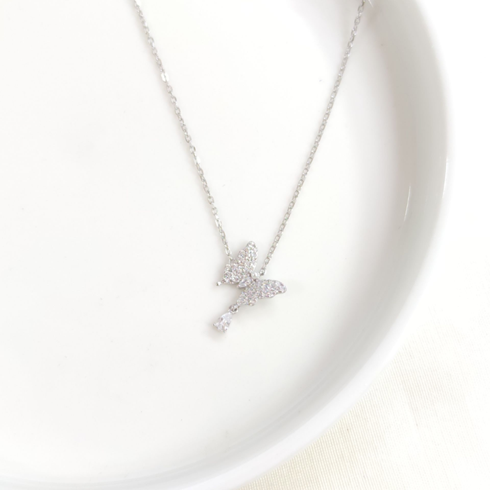 İTHAL 10 MM SALLANTILI KELEBEK GÜMÜŞ KOLYE