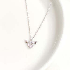 İTHAL 12 MM KANATLI KALP GÜMÜŞ KOLYE