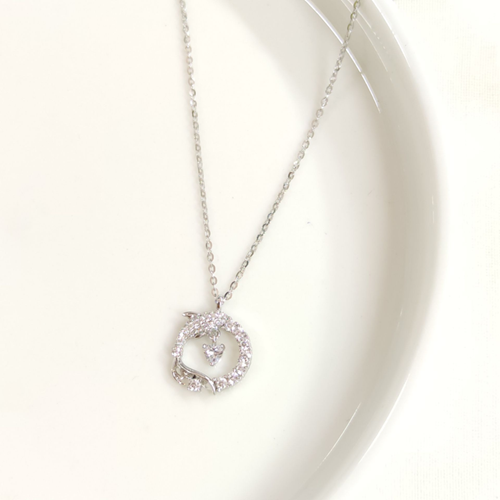 İTHAL 12 MM BALIK KALP ÇEMBER GÜMÜŞ KOLYE