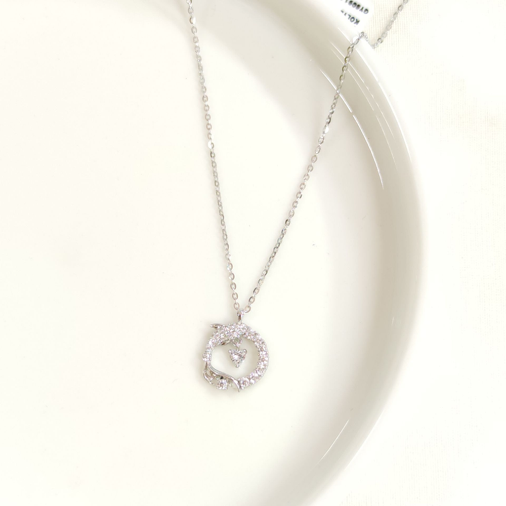 İTHAL 12 MM BALIK KALP ÇEMBER GÜMÜŞ KOLYE