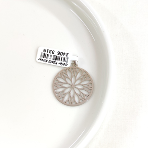 MANDALA MOTİFLİ PLAKA GÜMÜŞ KOLYE UCU 25MM