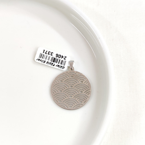 DALGA MOTİFLİ PLAKA GÜMÜŞ KOLYE UCU 25MM