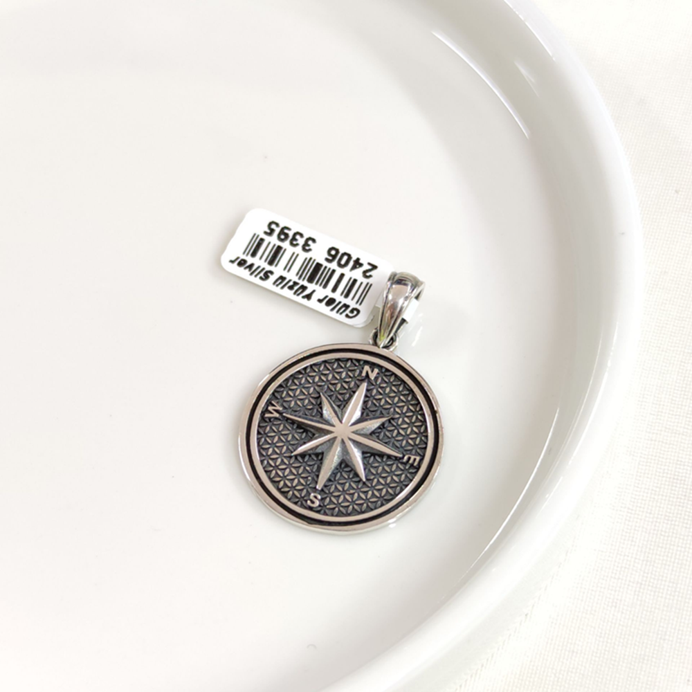 PUSULA GÜMÜŞ KOLYE UCU 25MM